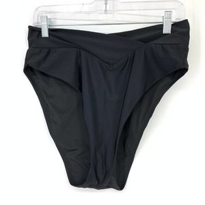 Aerie Women's Size XL High Cut Cheeky Swimsuit Bikini Bottom Black